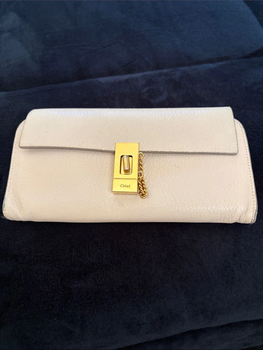 Chloe Cream Leather Chain-Accent wallet